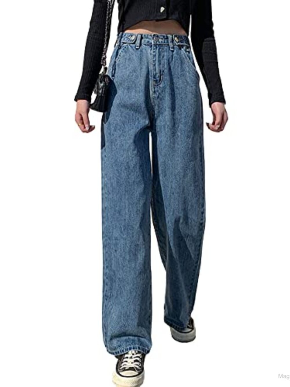 High Waist Baggy Boyfriend Jeans Wide Leg Distressed Denim Pants 90s Streetwear